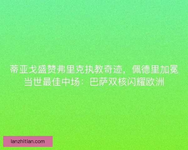 蒂亚戈盛赞弗里克执教奇迹，佩德里加冕当世最佳中场：巴萨双核闪耀欧洲
