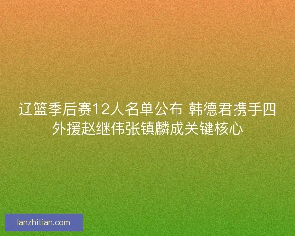 辽篮季后赛12人名单公布 韩德君携手四外援赵继伟张镇麟成关键核心