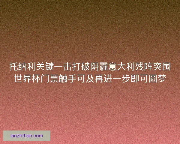 托纳利关键一击打破阴霾意大利残阵突围世界杯门票触手可及再进一步即可圆梦